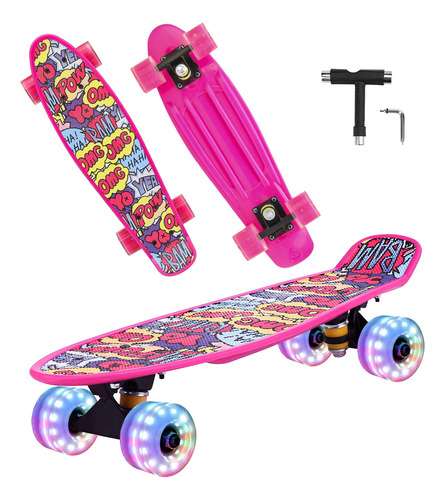 Patineta Skateboard Tipo Penny Cruiser Freestyle Rueda Luces