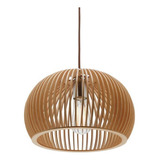 1 Lustre Pendente Redondo Madeira Novidade Sala Grande Luxo