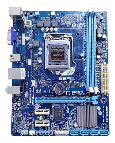 Placa Mãe Gigabyte Ga-h61m-s1 Ddr3 Lga 1155 3 Geração