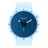 Reloj Swatch Big Bold Bioceramic Arctic De Silicona Ss Color De La Malla Celeste Color Del Bisel Celeste Color Del Fondo Azul Marino