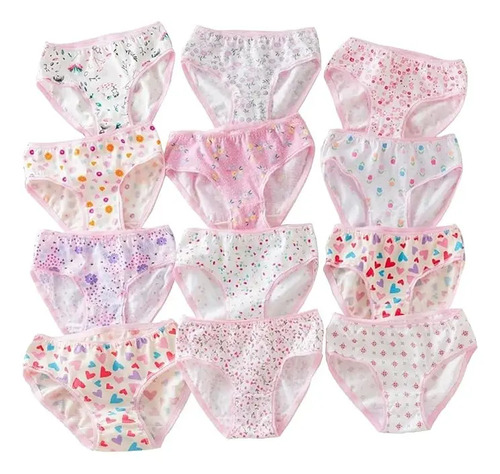 Pack De 12 Braguitas De Algodón Para Niñas, Colores Surtidos | Meses sin interés