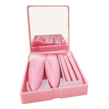 Set Juego De Brochas De Maquillaje Con Espejo Y Estuche Mini