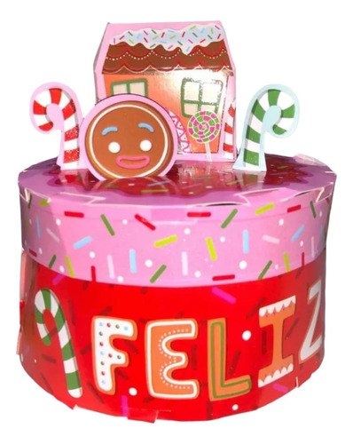 Caja Para Regalo Con Figuras Navideñas Feliz Navidad