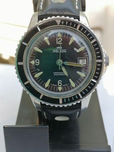 Reloj Nelson Vintage Suizo Caballero Tipo Buceo Cuerda 