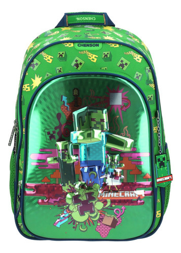 Mochila Escolar Grande Chenson Minecraft Creeper 3d Original Videojuegos Nintendo Xbox Niños Primaria Secundaria