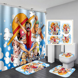 Juego Cortinas De Ducha 4 Piezas Alfombra De Baño One Piece