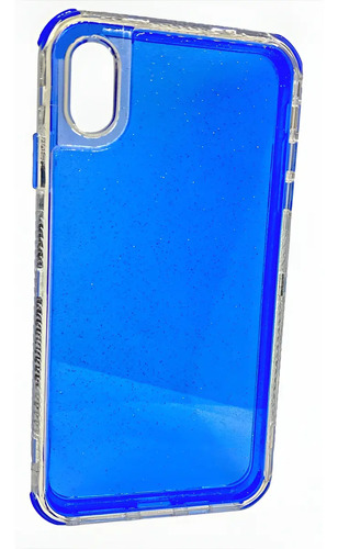 Funda De Brillos Glitter Para iPhone Uso Rudo Color Azul