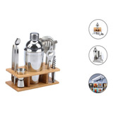 Kit Set De Barman Profesional Bambú Coctelero Tragos Bebidas