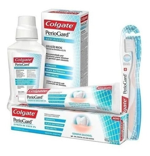 Kit Colgate Periogard Encías Sanas Cepillo Enjuague Y Pasta