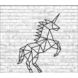 Cuadro Decorativo Figura Geometrica Madera Unicornio Caballo