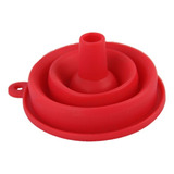 Funil Retrátil Dobrável Flexível Vermelho Silicone Cozinha