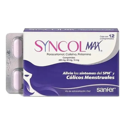 Syncol Max comprimido 650 mg\u002F60 mg\u002F15 mg, 12 comprimidos - Grimann, s.a. de c.v. | Envío gratis