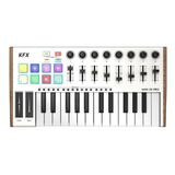 Kfx Mini 25 Pro Teclado Controlador Midi Usb 25 Teclas Pads 