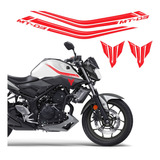 Adesivo Yamaha Mt-03 2016/18 Faixas Tanque Vermelho Resinado