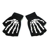 Guantes Unisex De Medio Dedo Con Calavera Esqueleto Para Hal