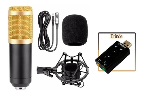 Kit Microfone Condensador Estudio Bm-800 + Placa Usb 7.1