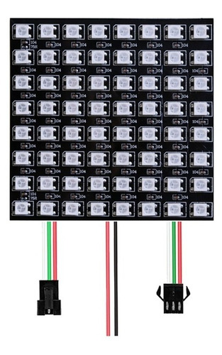 Matriz Panel 64 Leds Rgb Ws2812b 8x8 Ip30 Flexible Esp32