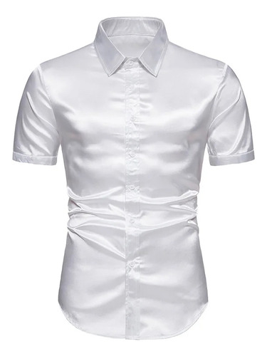 Camisa De Satén Tipo Seda Para Hombre, Camisa De Trabajo De