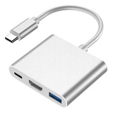 3 En 1 Usb Hub Adaptador Pd 3.0 Tipo C Hdmi 4k Para Mac iPad