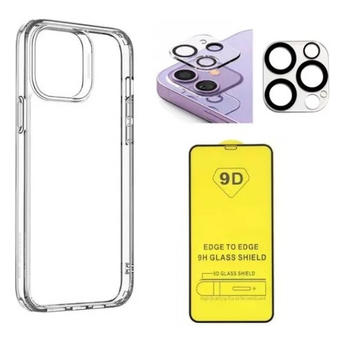 Funda Antigolpe + Vidrio + Protector De Cámara Para iPhone