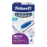 12 Bolígrafos Tinta Semigel Pointec Pelikan Punto Fino 0.7mm Color De La Tinta Azul Color Del Exterior Transparente