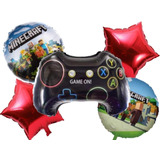 Pack 5 Globos Metalizados Minecraft Consola Videojuego