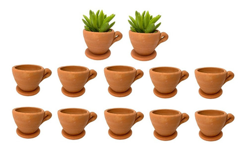 12 Maceta Taza Mini Barro Suculentas Cactus Chica Decoracion