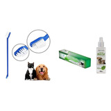 Kit Higiene Bucal Cachorro Gatos Escova + Pasta Spray +