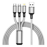 Cable Usb A Tipo C Ligthing Micro Usb 3en1  iPhone Samsung 