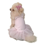 Roupa Cachorro Pet Vestido Rosa Tule Yorkshire Spitz Shitzu 