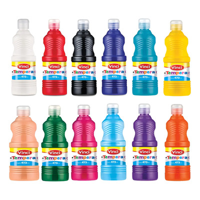Pintura Tempera Lavable Vinci De 473ml 12pzas Escolar Tempera Surtido