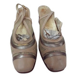 Zapatos Sandalias Beige Plateado Transparentes T36 Taco Bajo