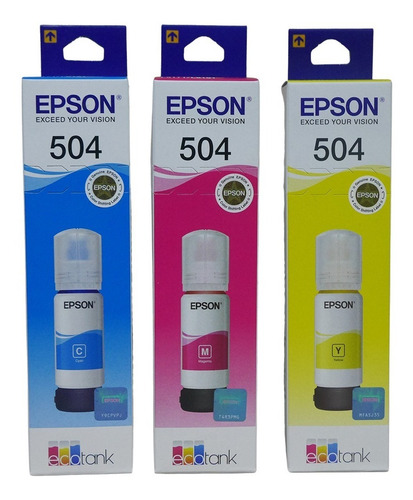 3 Tintas Color Originales Epson 504 Impre L6161 L6171 L6191