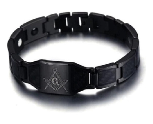 Pulseira Bracelete Inox Maçonaria Esquadro E Compasso