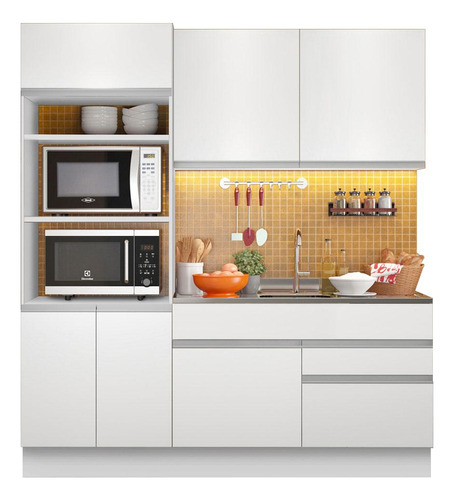 Cocina Compacta Madesa Lívia 6 Puertas 2 Cajones Color Blanco