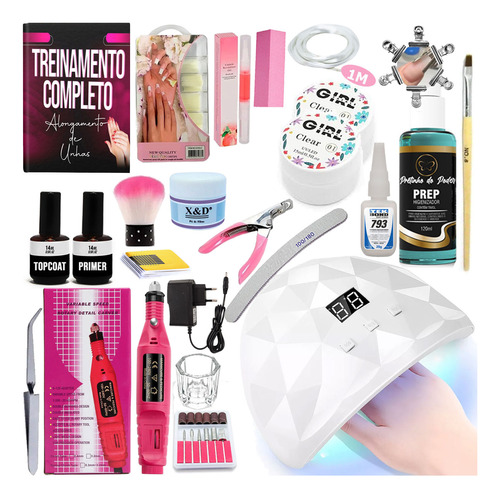 Kit Para Unhas Gel Alongamentos Cabine Lixadeira Completo