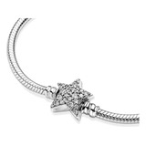 Pulsera Plata S925 Gatito Luna Estrellas Compatible Pandor 