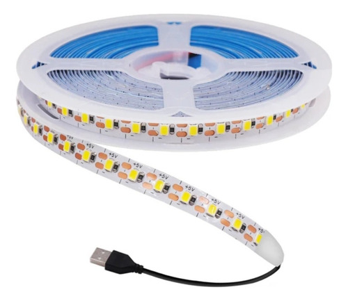 5 Metro Cinta Led 5050 5v Blanca Usb Conexion Luz Tv Ilumina