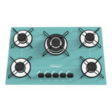 Fogão Cooktop Gás Chamalux Luana 5 Bocas Tripla Chama Verde-água 110v/220v