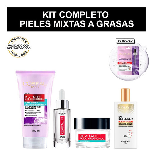 Kit Completo Piel Mixta L'oréal Paris Revitalift 