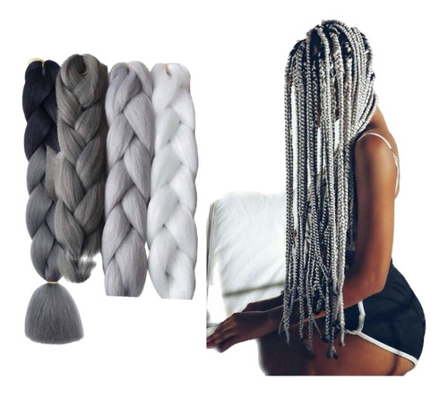 Extensiones Plata 100% De Kanekalon Para Trenzas Africanas