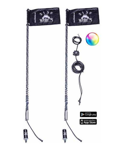 Par De Antenas Led 4ft 1.2 Mts 5150 Whips Rgb Hechas En Usa