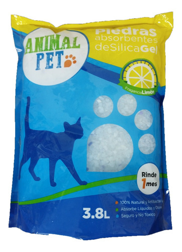3 U Piedras Sanitarias Silica Gel Limon Animal Pet X 3.8 Lts