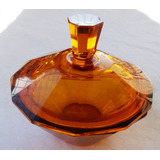 Monijor62-antiguo Caramelera Cristal Facetado Color Ambar