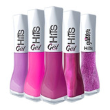 Kit Pink Esmalte Hits 5free Efeito Gel 05 Cores