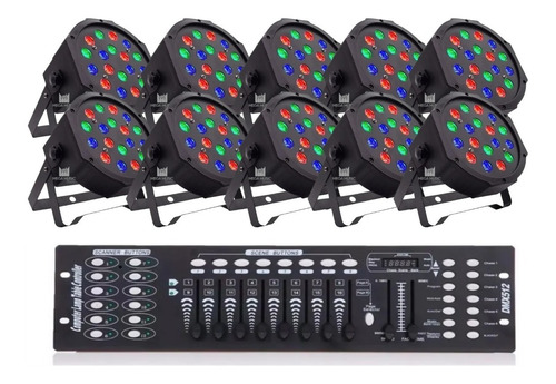 Kit 8 Canhao De Led 18 Leds 1w Rgb Dmx Iluminacao + Mesa Dmx