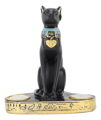 Portavelas Decorativo De Resina Con Forma De Gato Egipcio