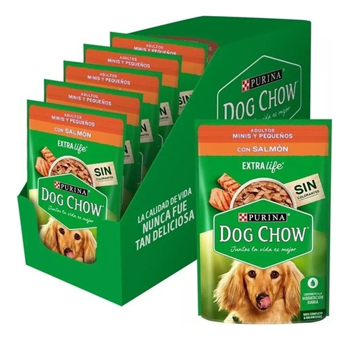 Pack Dog Chow Pouch Mini/pequeño C/salmon 15 Unid X100g 