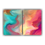 80x60cm Cuadro Abstracto Tinta Fluida Colores Vibrantes
