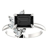 Anillos De Compromiso De Diamantes Negros De Talla Esmeralda